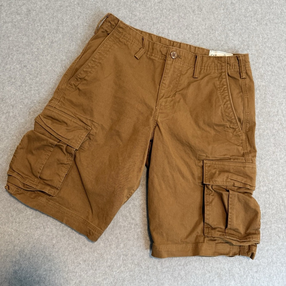 GAP Men's 11 Inch Cargo Shorts 28 W Brown Khaki Heavy Twill Hiking Gorpcore Y2K